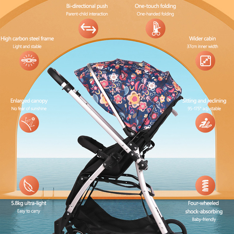 Two Way Push Cheap Price New Design Durable Baby Strollers Kids Pram Carriage With Reversible Handle