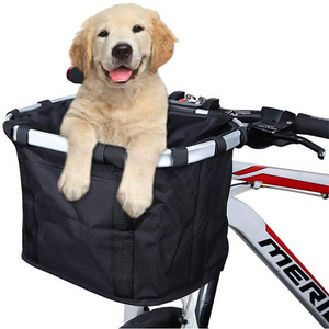 Bicycle Front Basket/Folding Small Pet Carrier Front Removable Bicycle Handlebar Basket/Bike Front Handlebar Removable Baskets