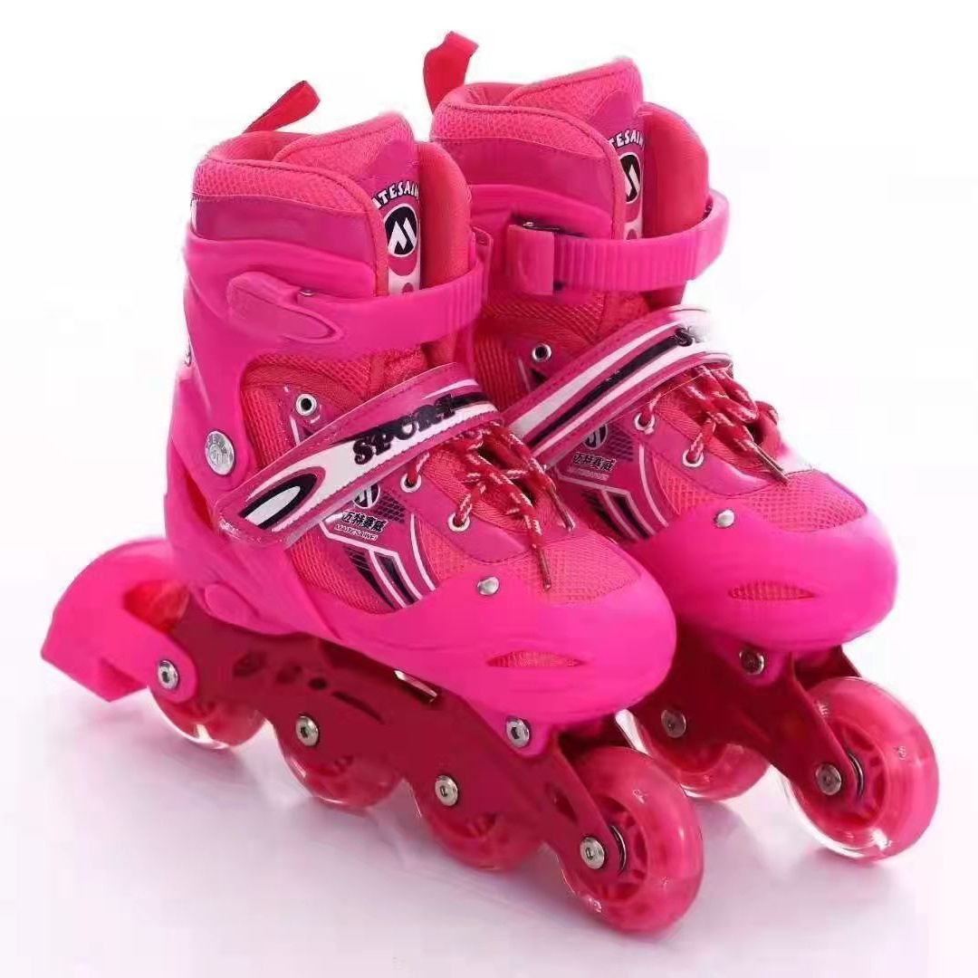 Led Flash Cheap Kids Kick Rolling Roller Skates Shoes /Adjustable Quad Four-Wheel Inline Skate Shoes for Boys Girls Kids