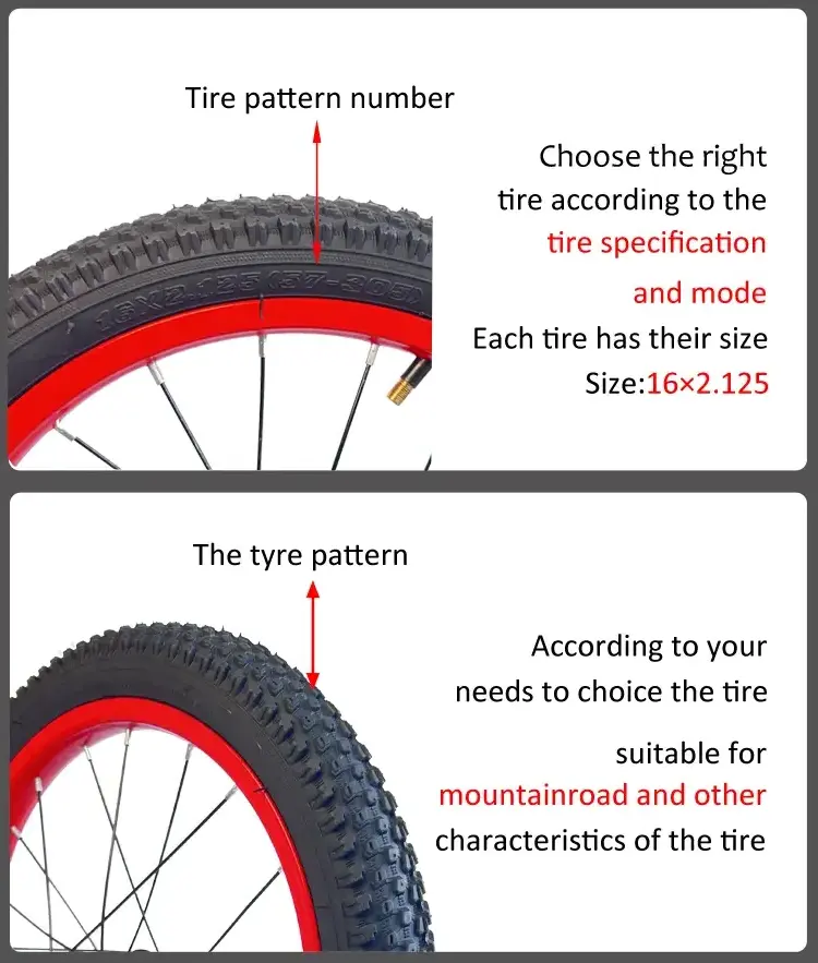 Factory 16*1.95 Electric Fat Bike Tire 16 inch MTB Bike Front Rear Wheel Anti-Slip Rain Snow Studded and flat bicycle Tire