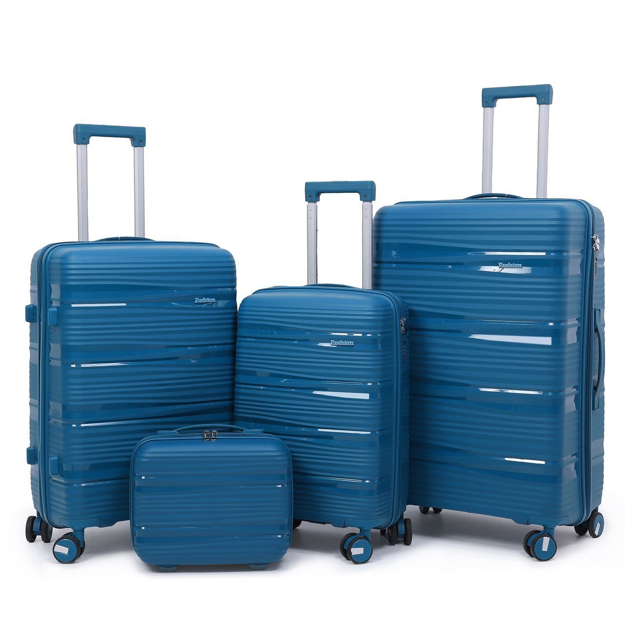 Hot selling Silent wheel large capacity durable pp travel four piece luggage sets