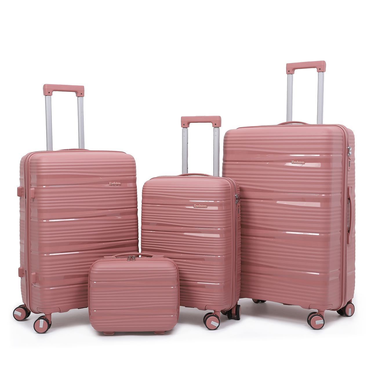 Hot selling Silent wheel large capacity durable pp travel four piece luggage sets