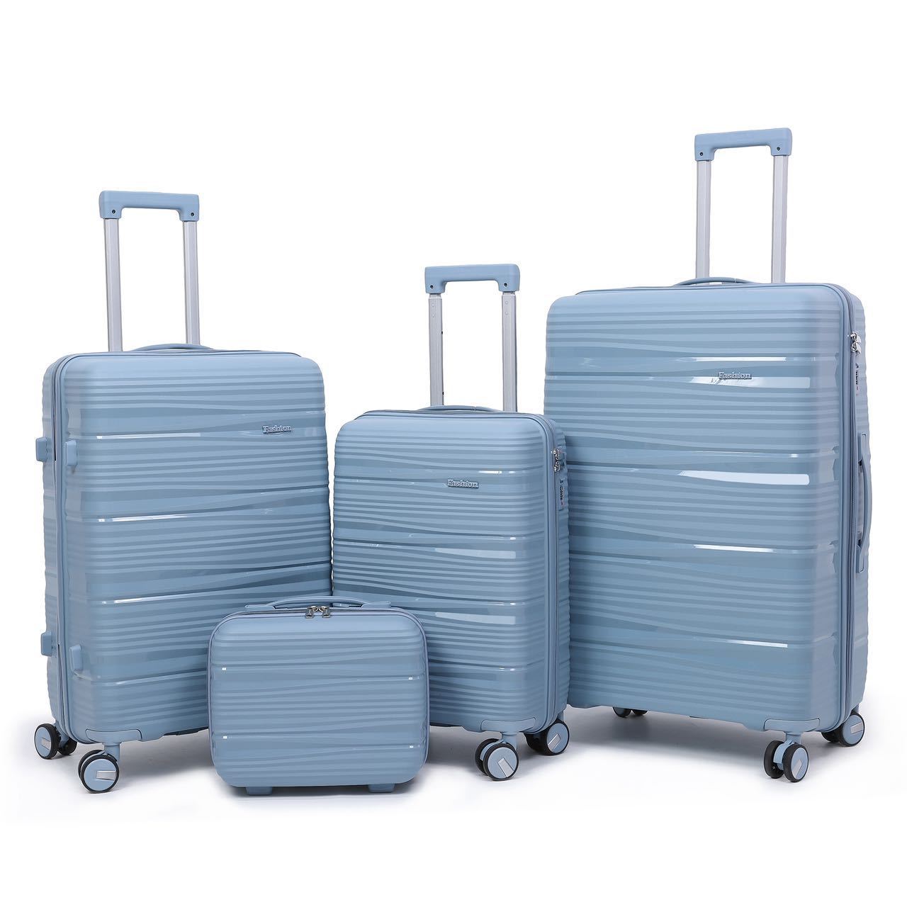 Hot selling Silent wheel large capacity durable pp travel four piece luggage sets