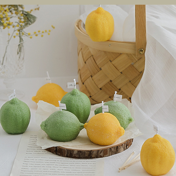 lemon candle Fruit aroma for Home Decor Business Gift Gift Ornaments  Party Decoration dinner table with family