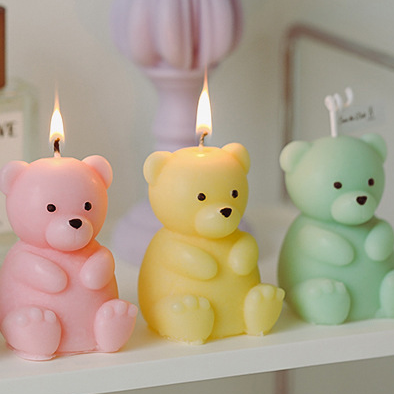 Wholesale OEM Private Label Logo cute animal teddy bear scented candles for children's party  Birthday Holiday Baby  Play