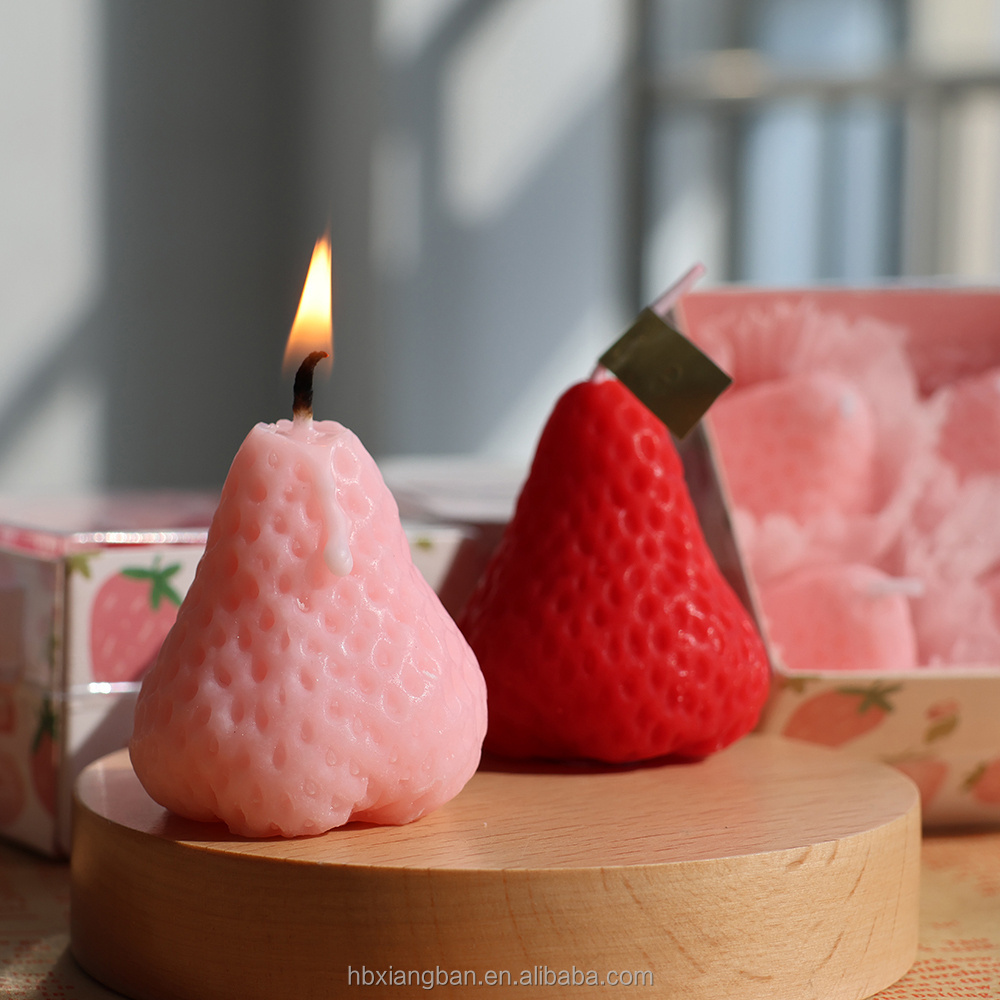 Custom Romantic  Fruit  strawberry shaped candle party decoration child birthday candles for girl and little children