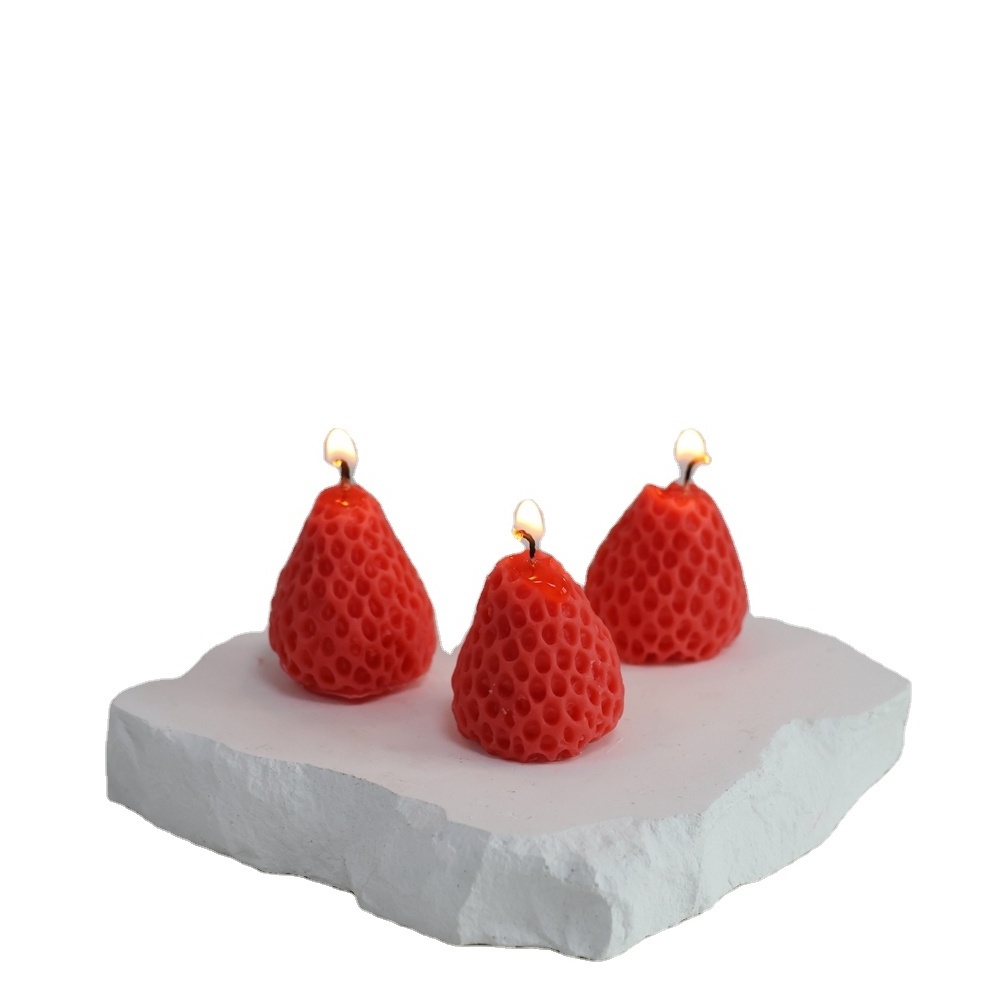 Custom Romantic  Fruit  strawberry shaped candle party decoration child birthday candles for girl and little children