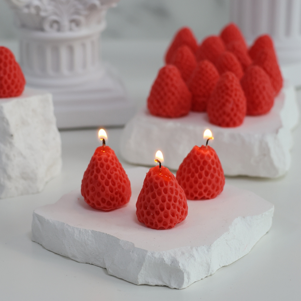 Custom Romantic  Fruit  strawberry shaped candle party decoration child birthday candles for girl and little children