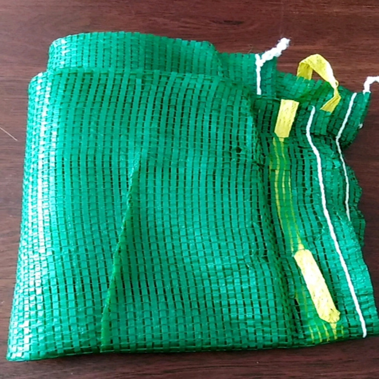 Wholesale fruits packaging mesh bag PE knitted strong plastic raschel net black nylon mesh bags with drawstring