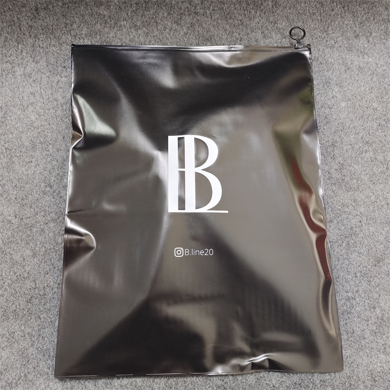 Custom T-shirt Packaging Bags Clothing With Your LOGO, PVC Black Zipper Bag For Garment, Hoodies Plastic Bag