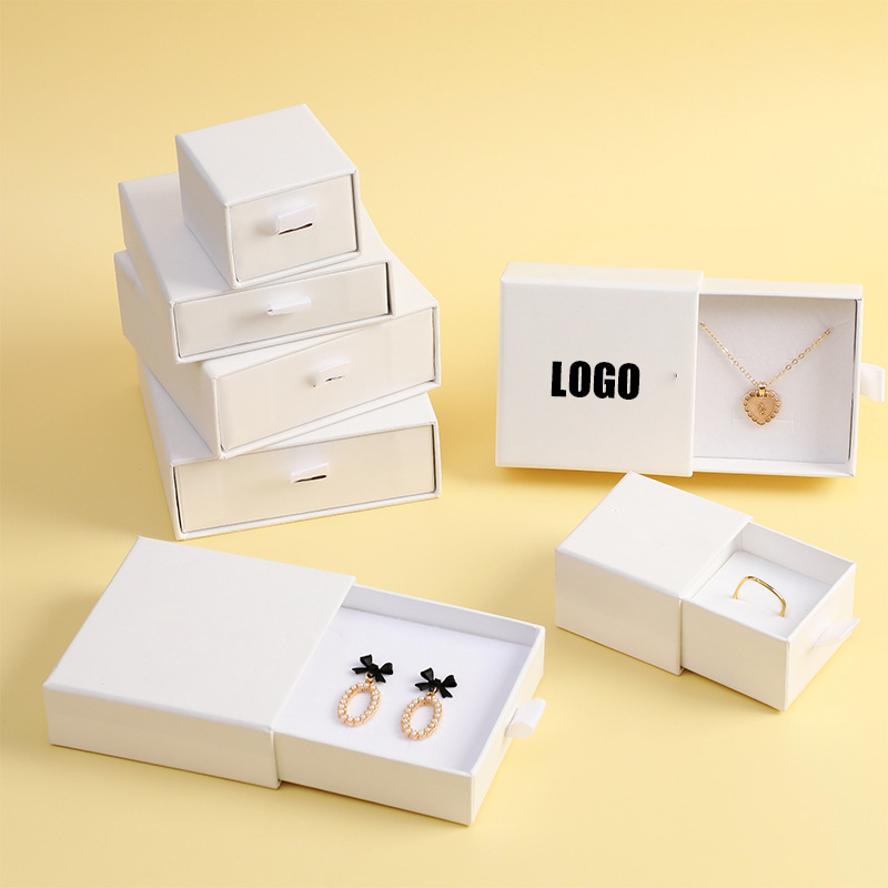 Unique Luxury Custom Logo Slide Rigid Cardboard Paper Gift Jewellery Box Drawer Jewelry Box Packaging