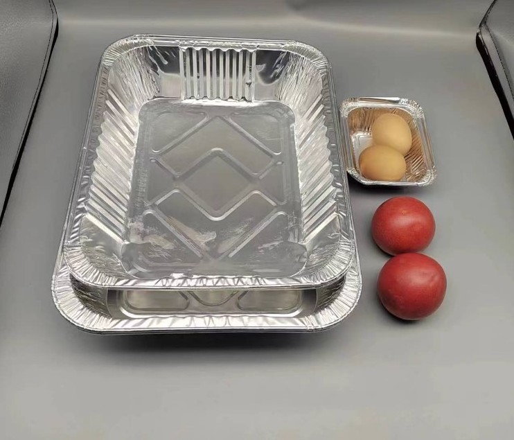 Food Grade Packaging Disposable Tin Foil Dishes Grill Pan Catering Aluminium Foil Container Tray With Plastic Lid