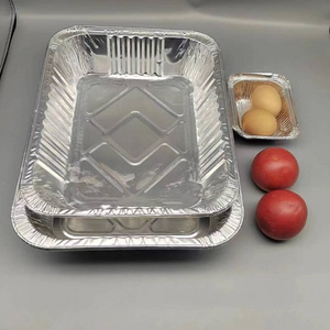 Food Grade Packaging Disposable Tin Foil Dishes Grill Pan Catering Aluminium Foil Container Tray With Plastic Lid