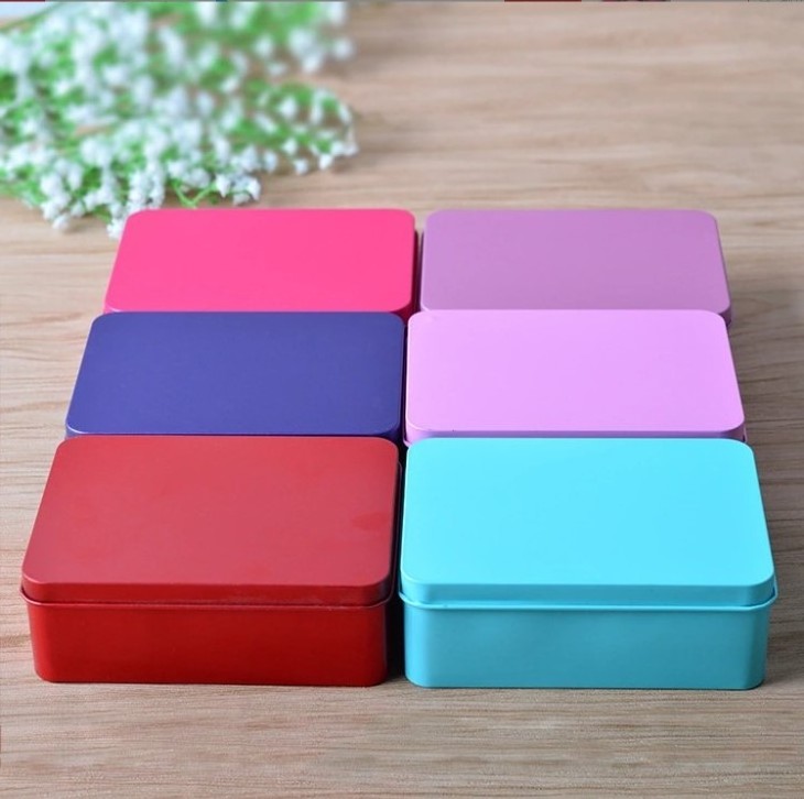 Wholesales Metal Rectangular  Shape Tin Gift Box Packaging Cookies Chocolate Cans   metal can tin box