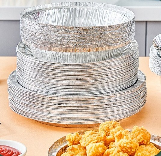 Food Grade Packaging Disposable Tin Foil Dishes Grill Pan Catering Aluminium Foil Container Tray With Plastic Lid