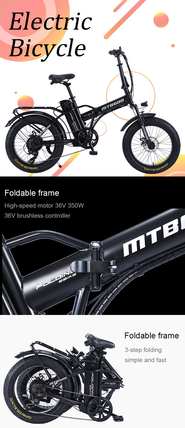 E bike european warehouse free-shipping 20 inch 750W big tire folding fat tire electric bike