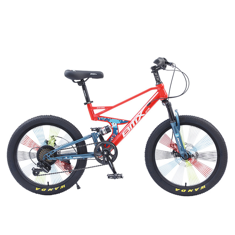 MTBGO fast double disc brake 20 inch mtb carbon steel 7speed Customized Mountain Bicycle suspension mountain bike for unisex