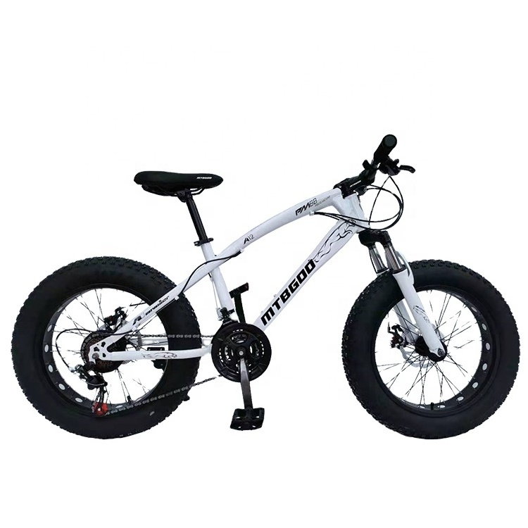 Hot sale mtb bike custom 20inch fashion white big fatbike tires 26x4.0 cartob steel frame 21 speed fatbike with 20 inch wheels