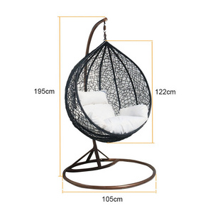 Hot selling outdoor garden furniture set hanging chairs basket steel wicker rattan swing chairs Basket Steel Wicker Swing Seater