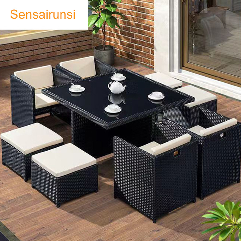 Wholesale outdoor patio furniture dining set table and chairs All Weather  Modern Outsides Garden Rattan Wicker Table and Chairs