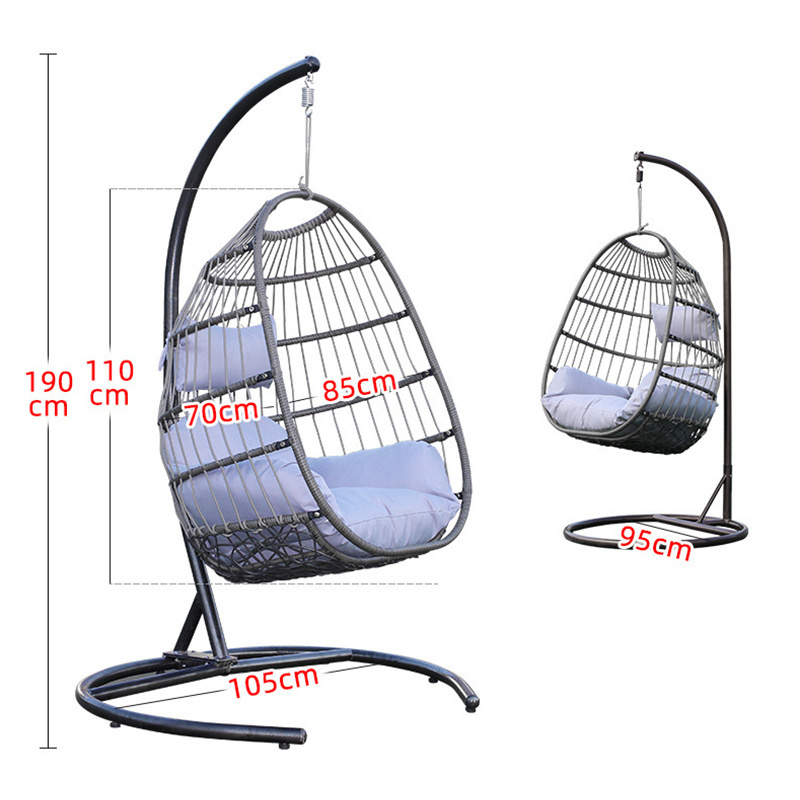 Hot selling outdoor garden furniture hanging chair basket steel wicker rattan swing chairs Baskets Steel Wicker Swing Seat  set