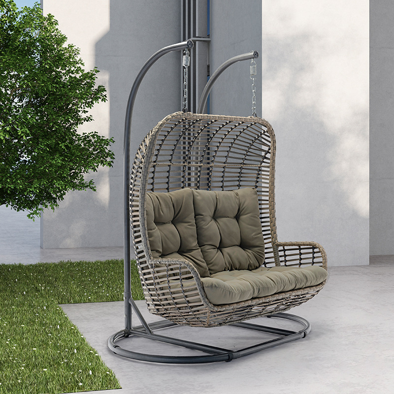 New high quality outdoor double seats garden furniture rattan terrace pretty leisure modern egg shaped garden rattan swing chair