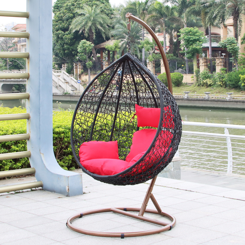 High QualityModern Egg shape outdoor furniture garden wicker Rattan Hanging Basket Steel Wicker Rattan Swing outdoor round swing