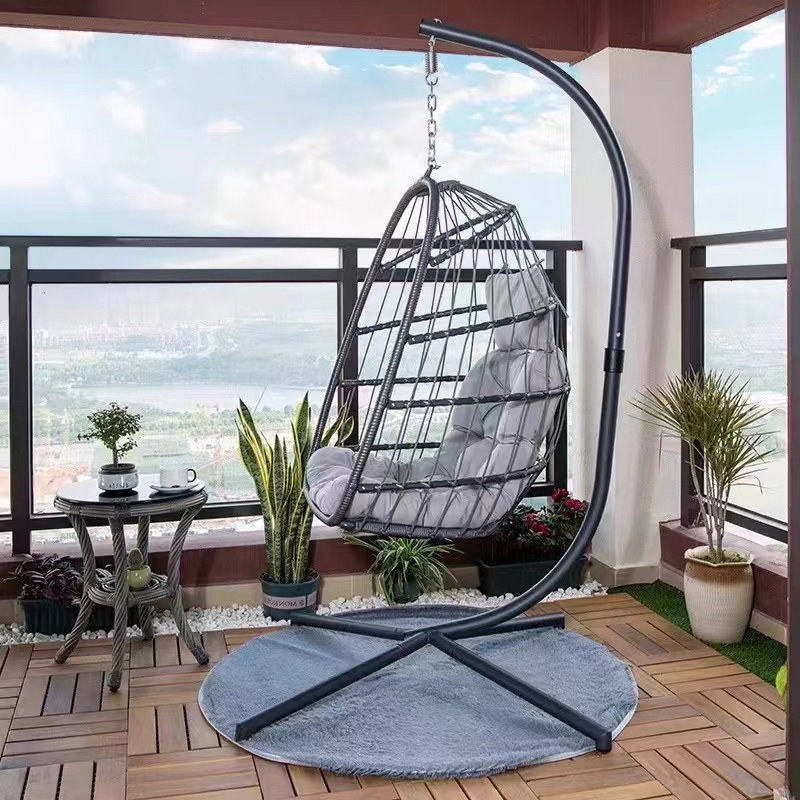 2024 New Patterns Modern patio swing outdoor furniture set swing chair leisure wicker rattan Foldable household Swing eggs chair