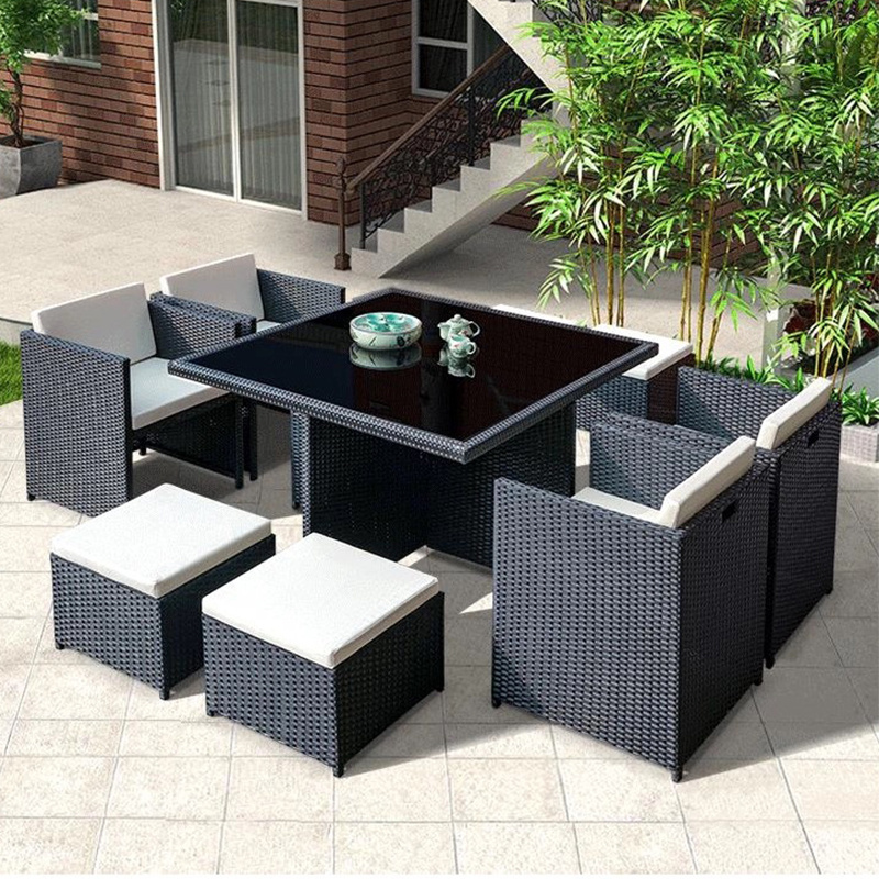 Factory outlet wholesale patio garden furniture chairs aluminum outdoor rattan sofa set 8 Outside Table and Chair Dining Set