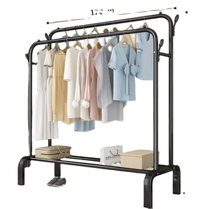 Hotel Outdoor Indoor Living Room Bedroom Balcony Furniture Floor Metal Garment Wheels Iron Simple Hanging Drying Clothes Rack