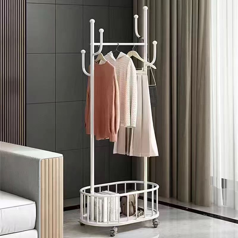 Floor vertical hanger net red light luxury drying rack Bedroom living room hanger with wheel movable cactus coat and hat rack