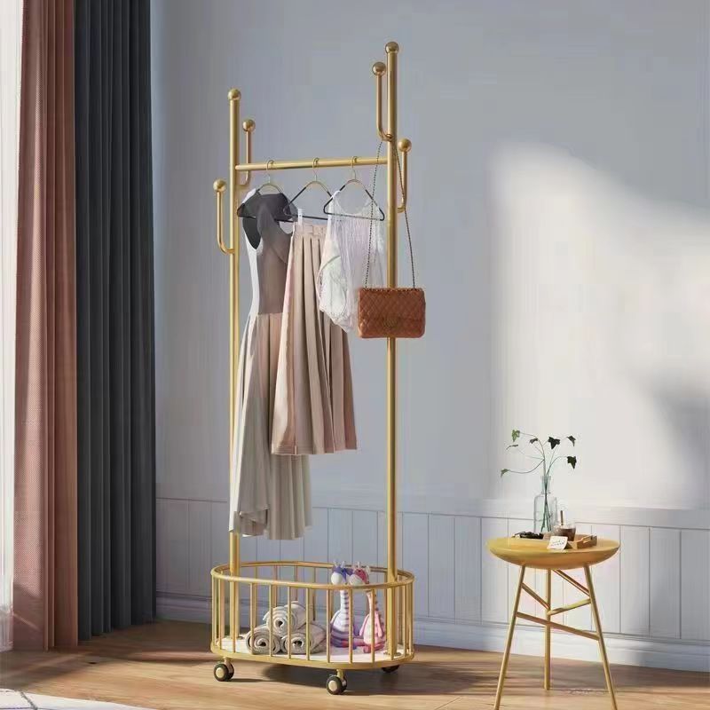 Floor vertical hanger net red light luxury drying rack Bedroom living room hanger with wheel movable cactus coat and hat rack