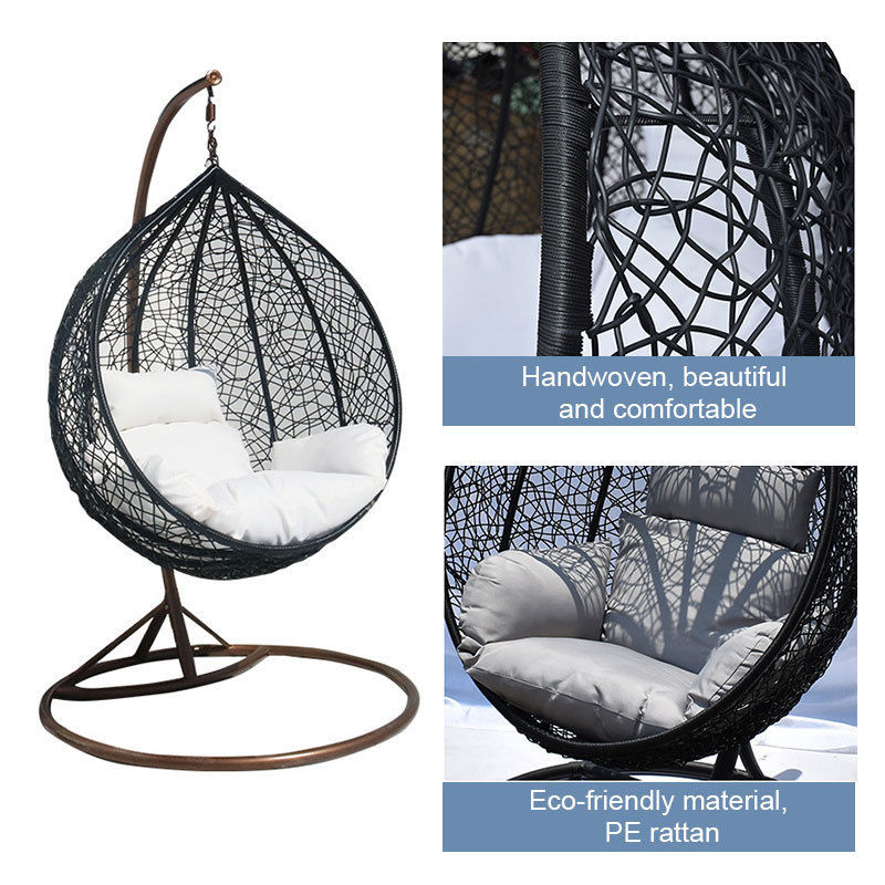 Hot selling outdoor garden furniture set hanging chairs basket steel wicker rattan swing chairs Basket Steel Wicker Swing Seater