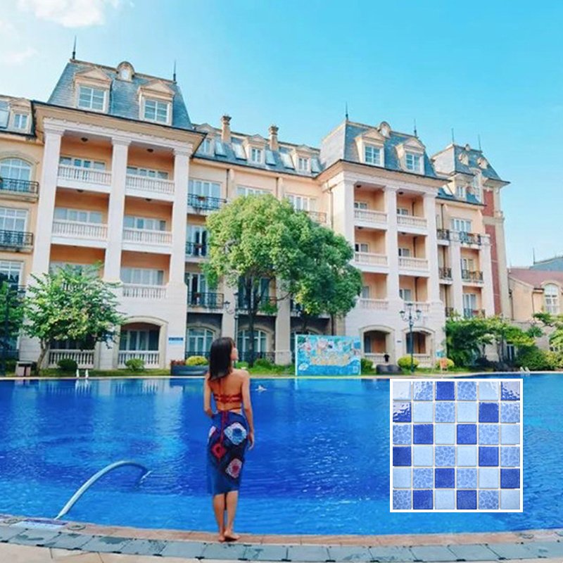 Wholesale China Blue Luminous Fluorescent non slip Kitchen Bathroom Swimming Pool  Glazed Glow  Porcelain Ceramic Mosaic Tiles