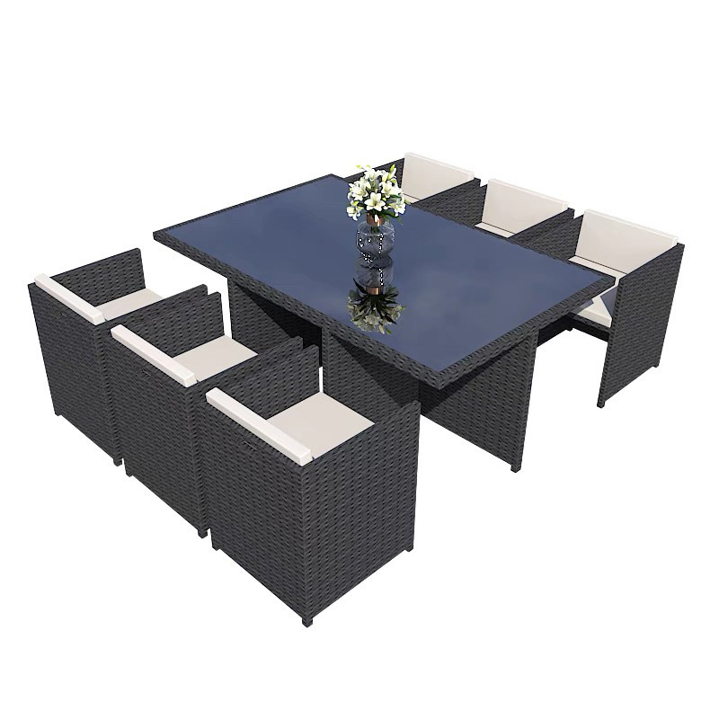 Wholesale patio furniture dining set table and chairs All Weather Modern Outsides Garden Rattan Wicker Combination Tables Chairs