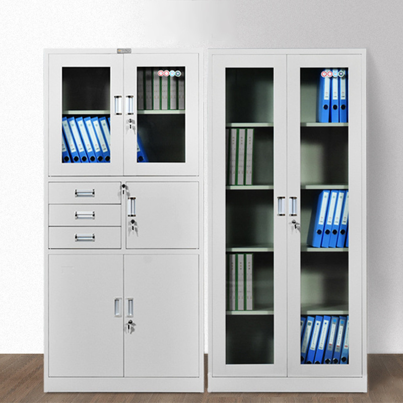 High quality Office Metal Storage File Cabine glass doors archive cabinet fireproof waterproof steel cupboard Filing Cabinets