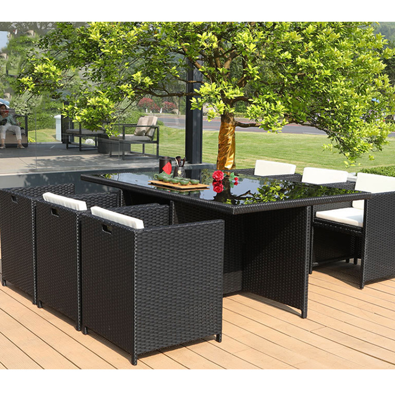 Wholesale outdoor patio furniture dining set table and chairs All Weather  Modern Outsides Garden Rattan Wicker Table and Chairs