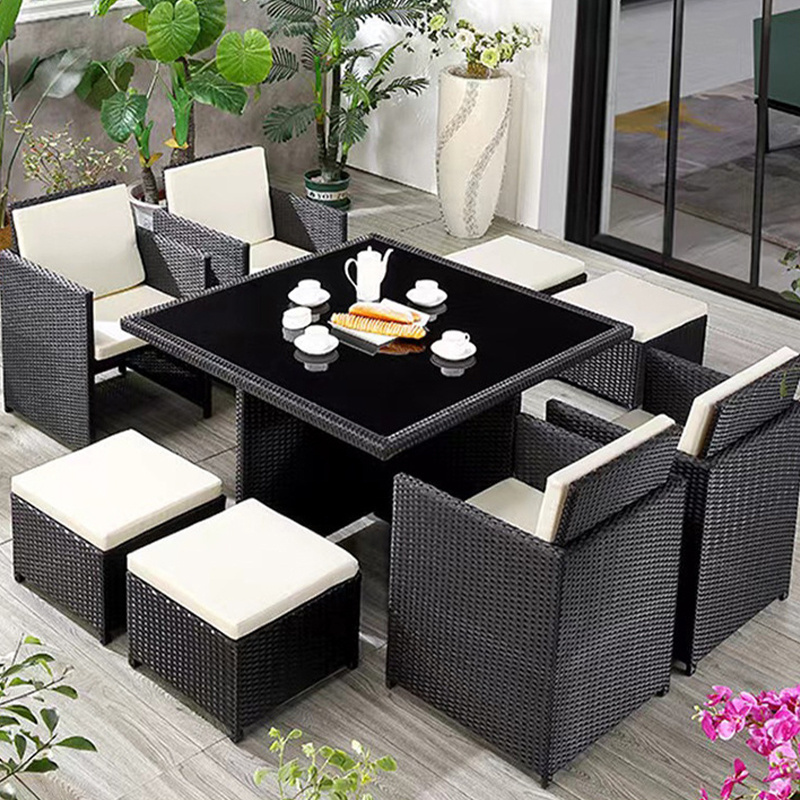 Wholesale outdoor patio furniture dining set table and chairs All Weather  Modern Outsides Garden Rattan Wicker Table and Chairs