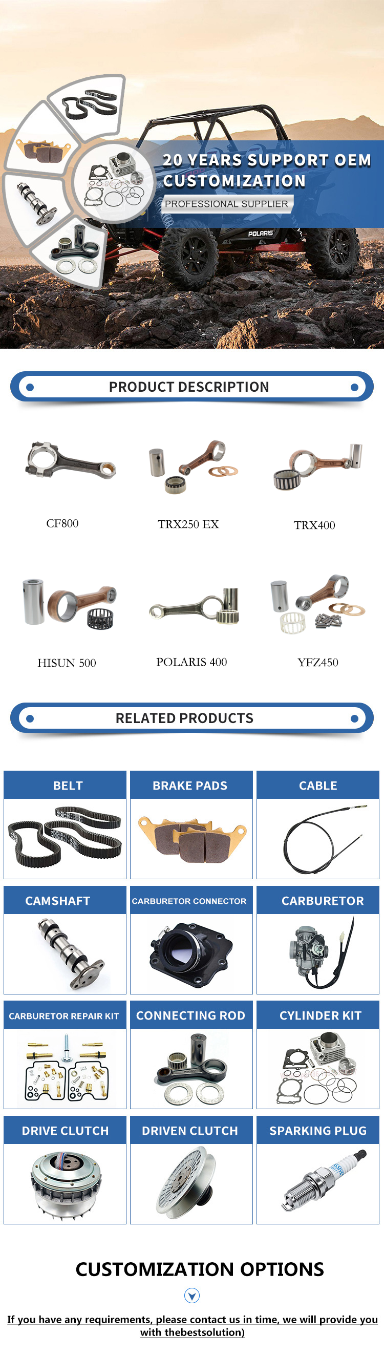 Engine Connecting Rod Kit for Scooter Dirt Bike ATV Moped Quad Go Kart 125cc GY6