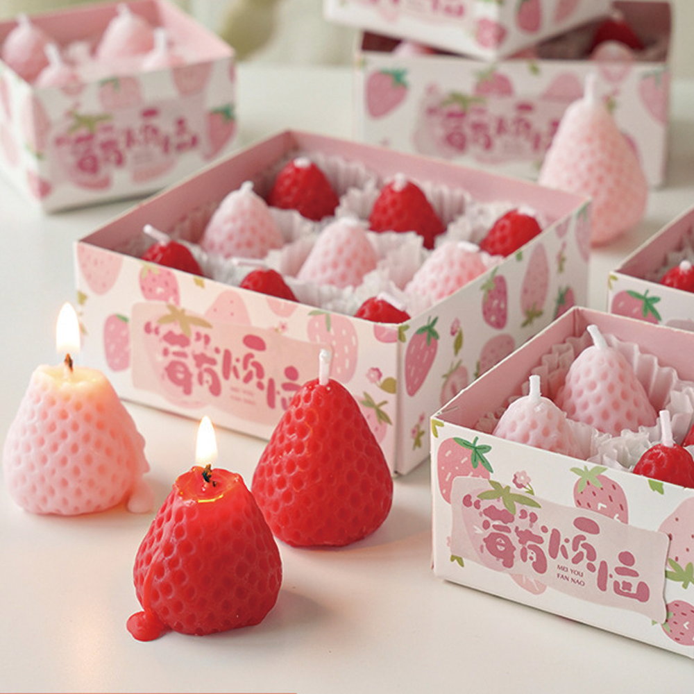 Strawberry Scented Candles Plant Scented Oil Sweet Fruit Strawberry Candles Birthday Candles