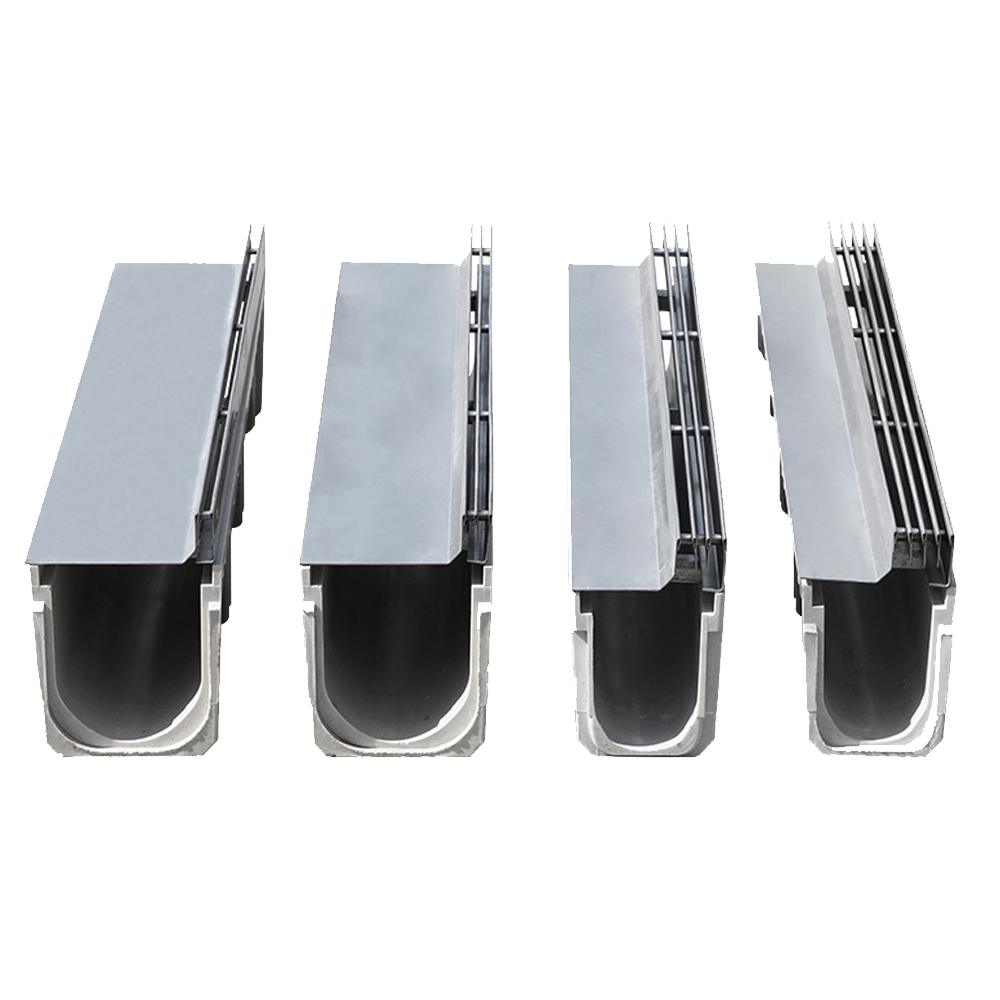 U 200 Type Road Steel Grating Gutter Drain Cover Polymer Concrete Drainage Channel Galvanized Steel Grate Straight Drain Channel