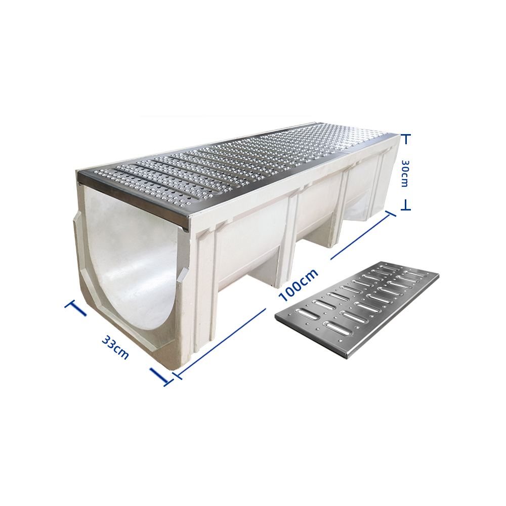 U 190 Type Water Drainage Ditch Polymer Concrete Galvanized Steel Grating Drainage Channel For Outdoor Construction