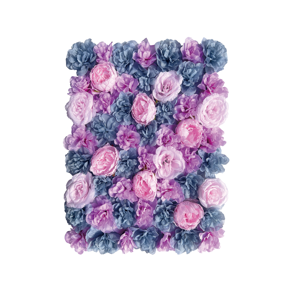 Custom Cloth Flower Wall 3D Flower Wall Panel Backdrop Purple Party Wall Decor Artificial Plants and Flowers for Wedding