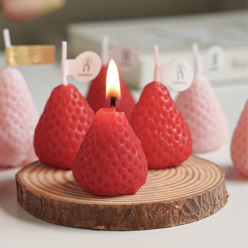 Strawberry Scented Candles Plant Scented Oil Sweet Fruit Strawberry Candles Birthday Candles