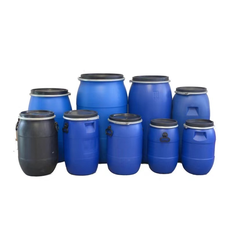 Food grade 30L 50L 60L 120L white/black plastic buckets/drum/barrel/pails with handle and steel hoop in stock