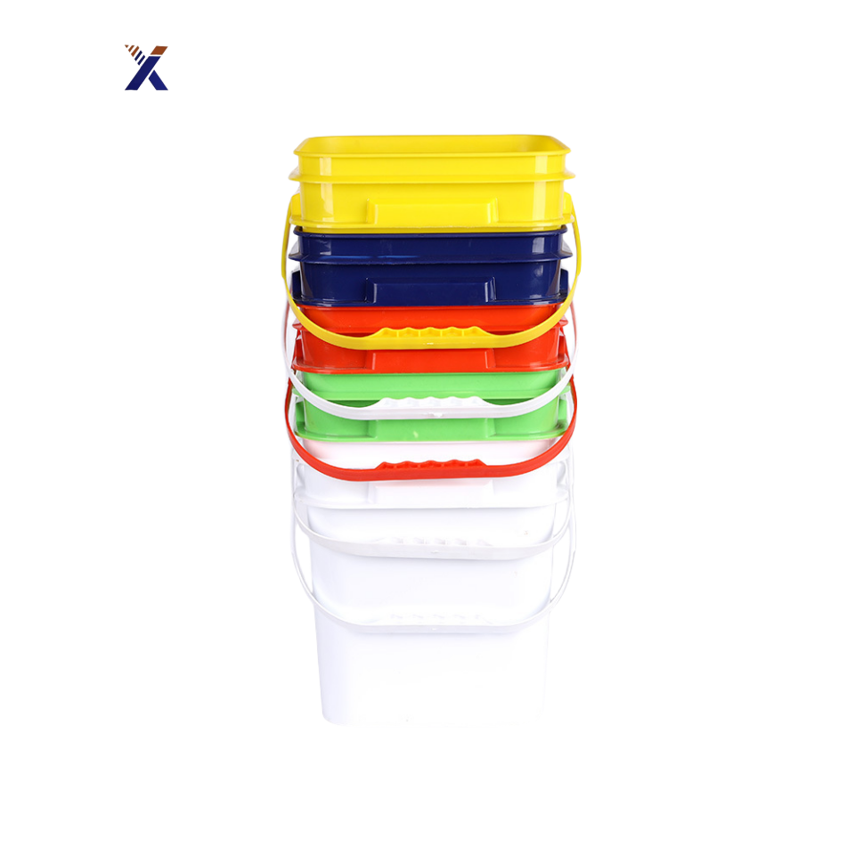 Color customized 10 liter plastic square bucket plastic pail with lids