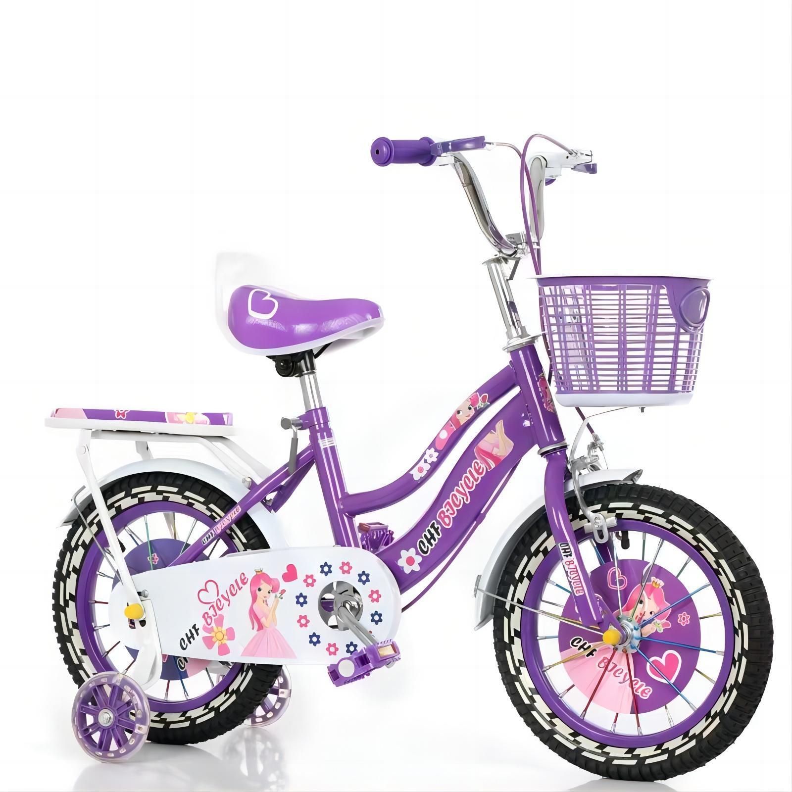 Popular Children Kids Bicycle for Girls 3 to 12 Years Plastic Toy Bike with Brake Line plastic Basket