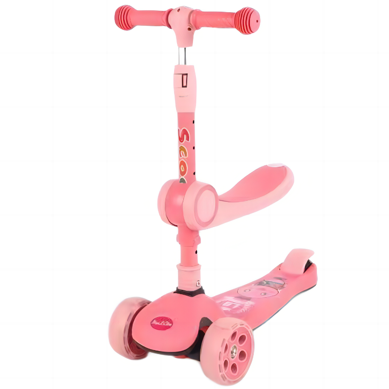 kids pink three wheel kid kick scooter kick foot scooter with seat kids music light balance scooter