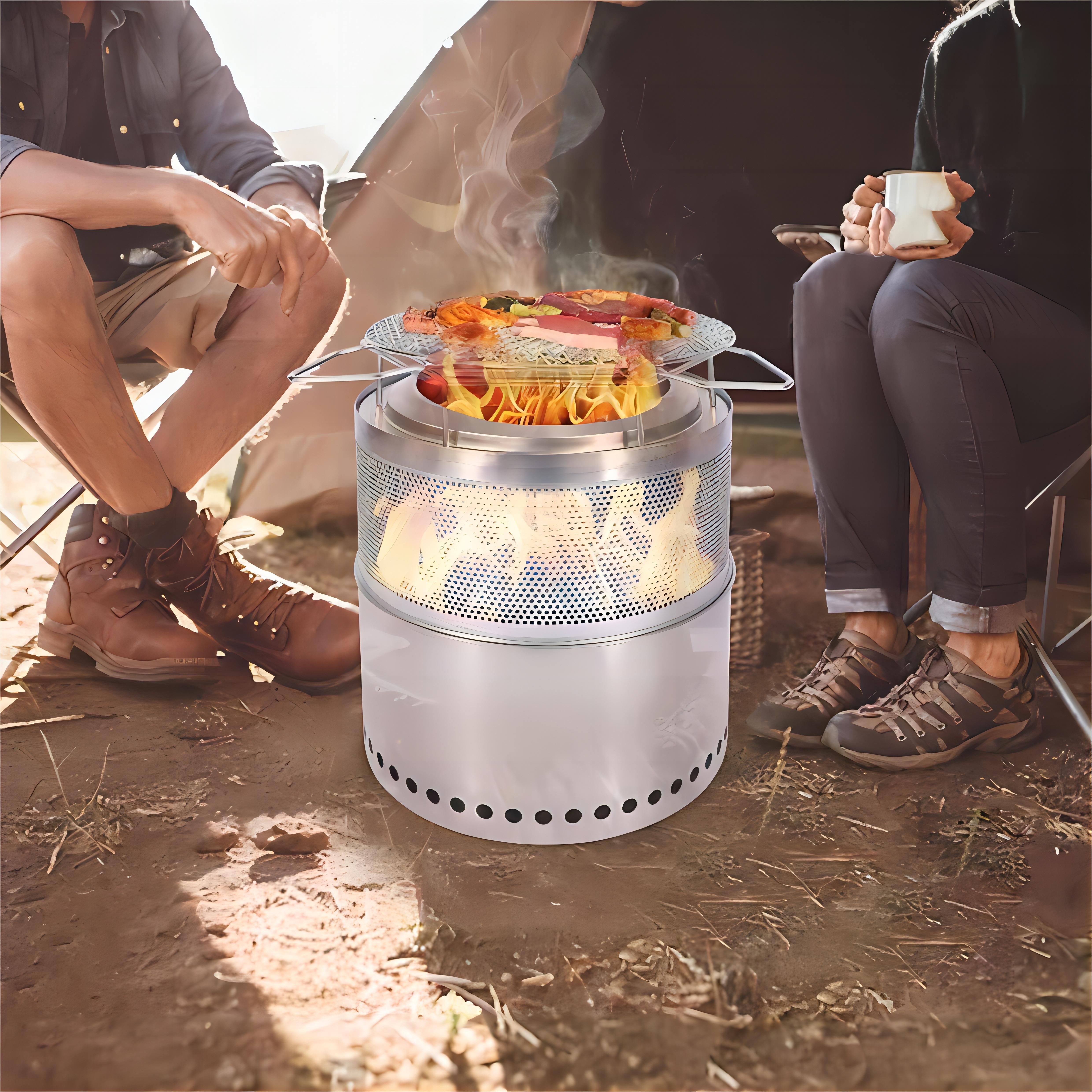 Outdoor Camping Foldable Honeycomb Bonfire Stove Wood Charcoal Pellet Burner BBQ Grill Garden Patio Backyard Heater M