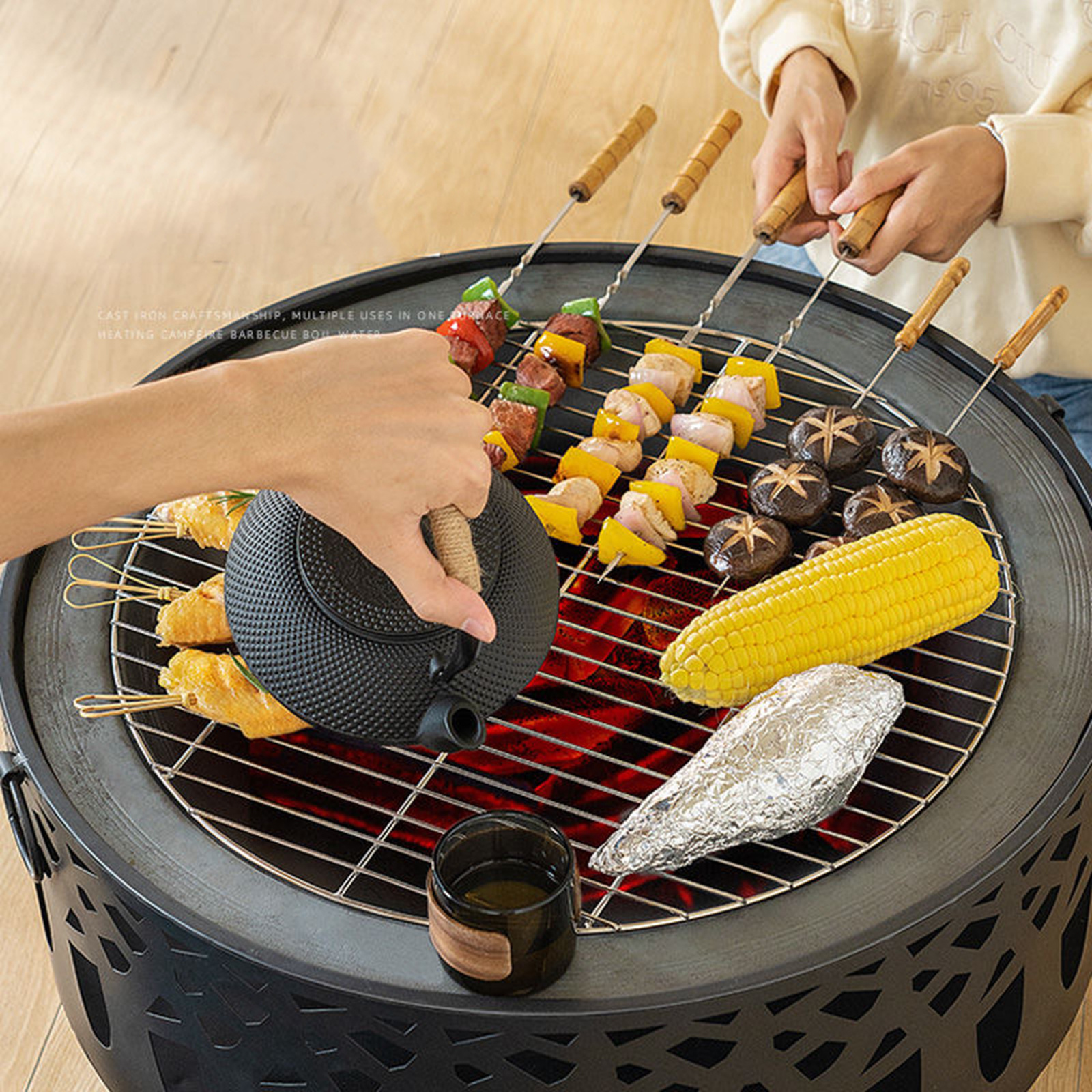 Grill fire basin Garden grill Charcoal grill Home barbecue table Indoor heating stove Wood stove Cooking tea around the stove